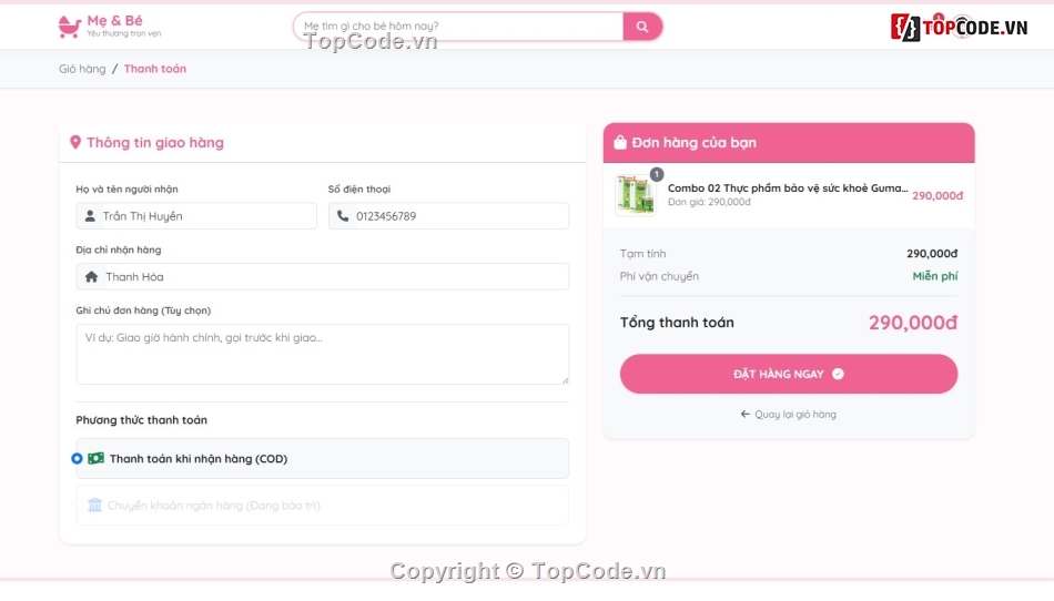giao diện,mới nhất,shop mẹ và bé